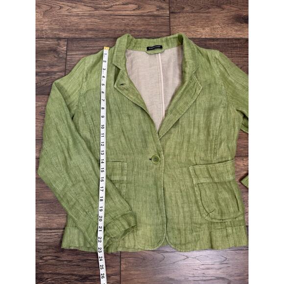 EILEEN FISHER 100% Linen Blazer Jacket Lime Green Women’s Medium Cottage - Picture 10 of 10